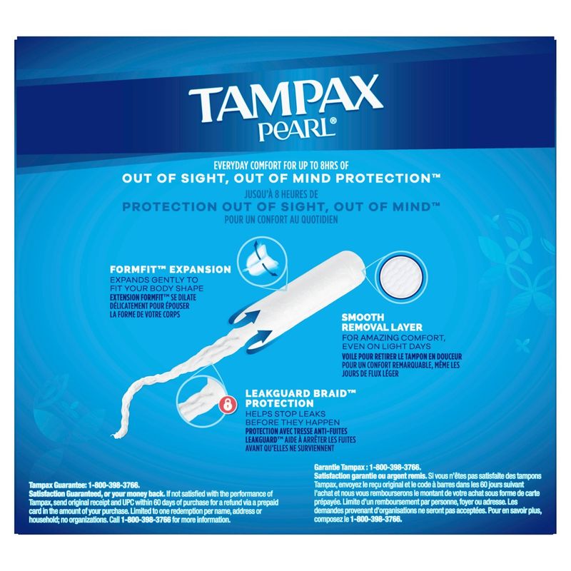 TAMPAX Pearl Super Absorbency Unscented Tampons, Jumbo, 50 count