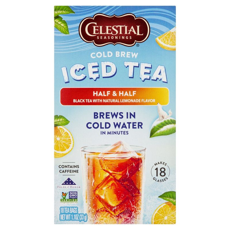 Celestial Seasonings Half &amp; Half Cold Brew Iced Tea Bags, 18 count, 1.1 oz