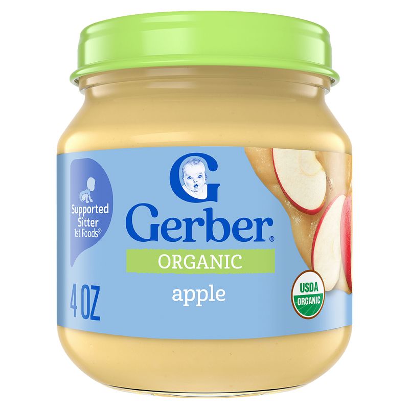Gerber 1st Foods Organic Apple Baby Food, Supported Sitter, 4 oz