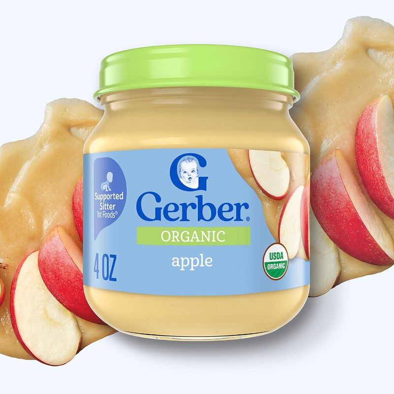 Gerber 1st Foods Organic Apple Baby Food, Supported Sitter, 4 oz