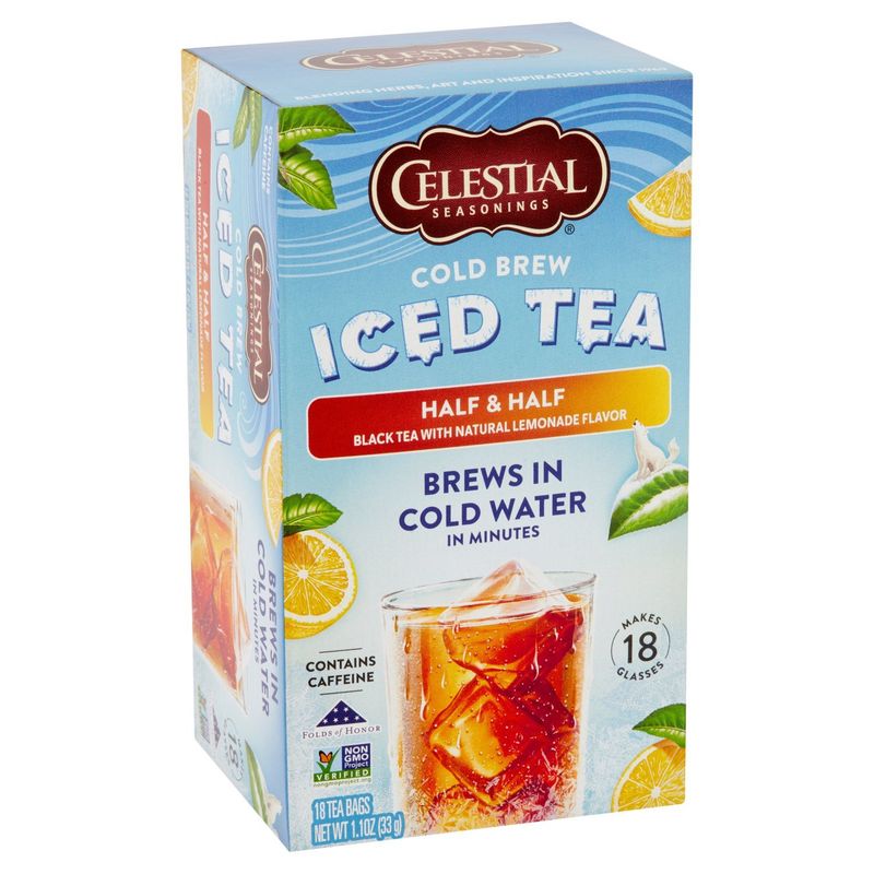 Celestial Seasonings Half &amp; Half Cold Brew Iced Tea Bags, 18 count, 1.1 oz