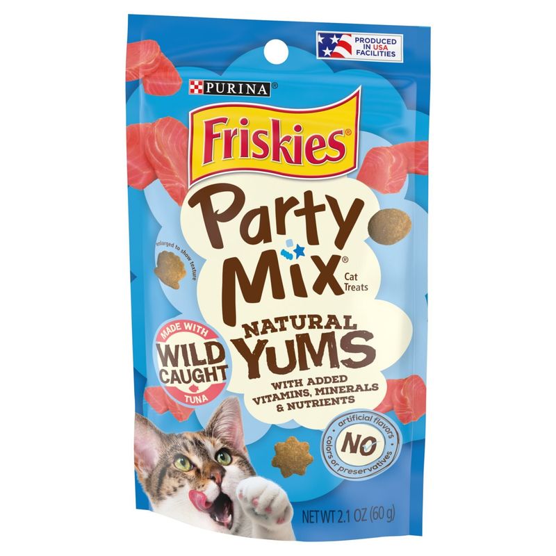 Purina Friskies Party Mix Natural Yums with Wild Caught Tuna Cat Treats, 2.1 oz