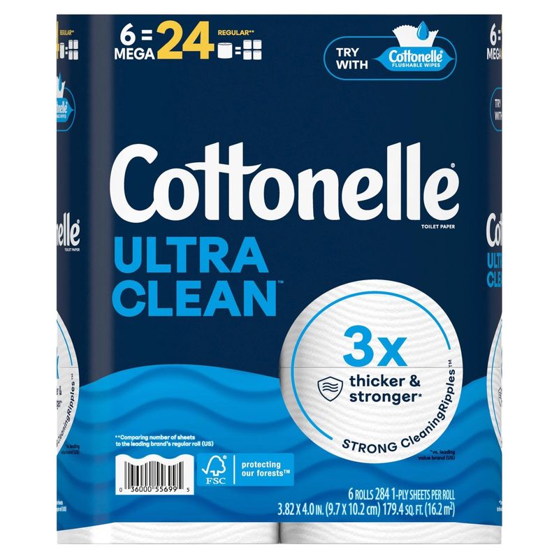 Cottonelle Ultra Clean Toilet Paper, 6 count
