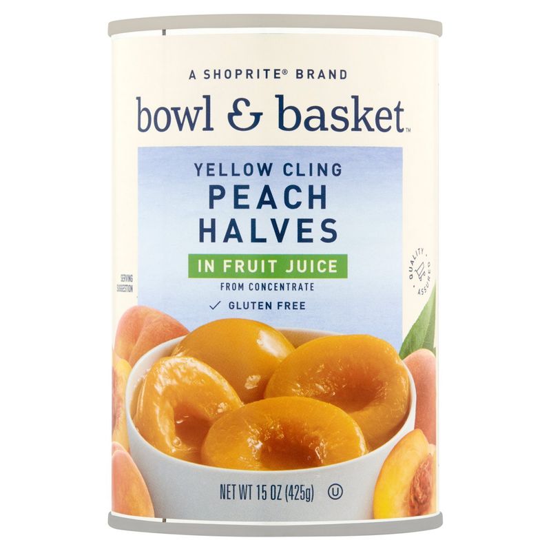 Bowl &amp; Basket Yellow Cling Peach Halves in Fruit Juice, 15 oz