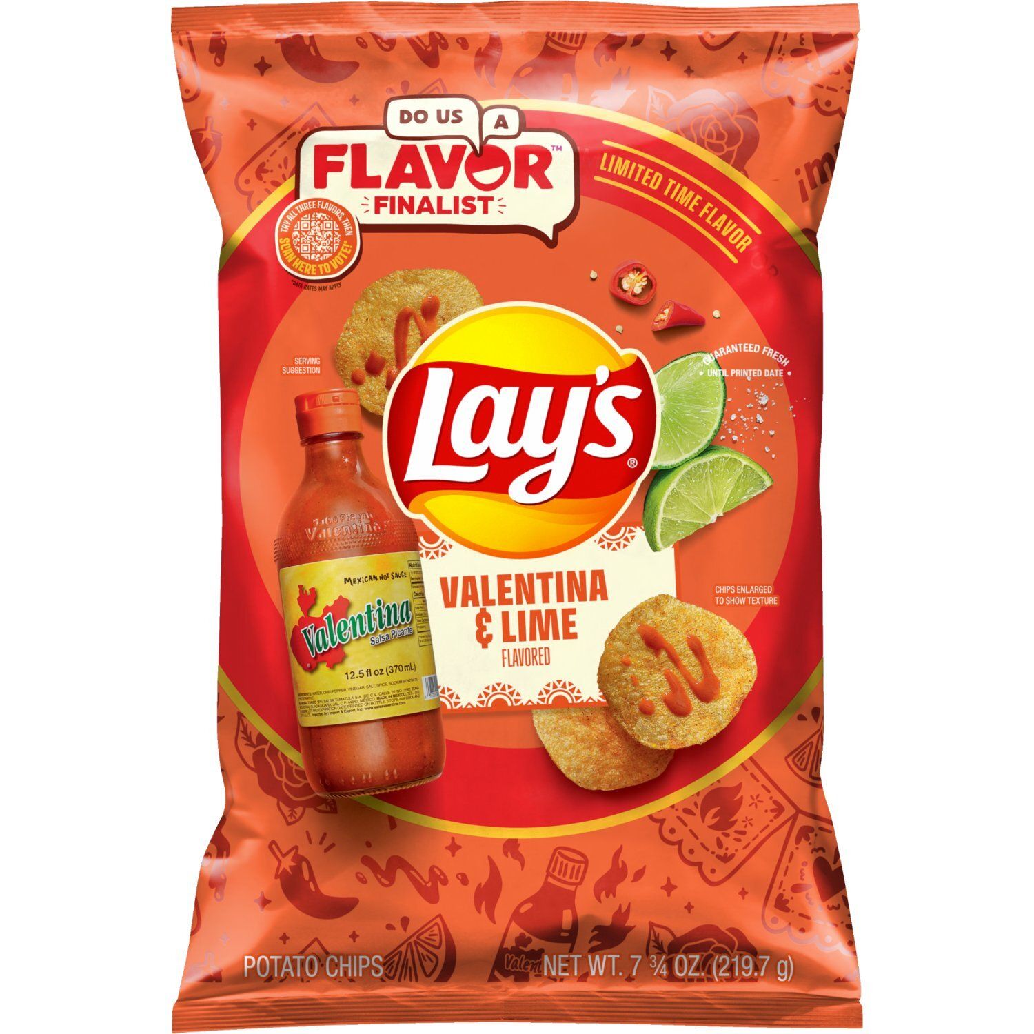 Lay's Potato Chips Valentina &amp; Lime Flavored 7 3/4 Oz