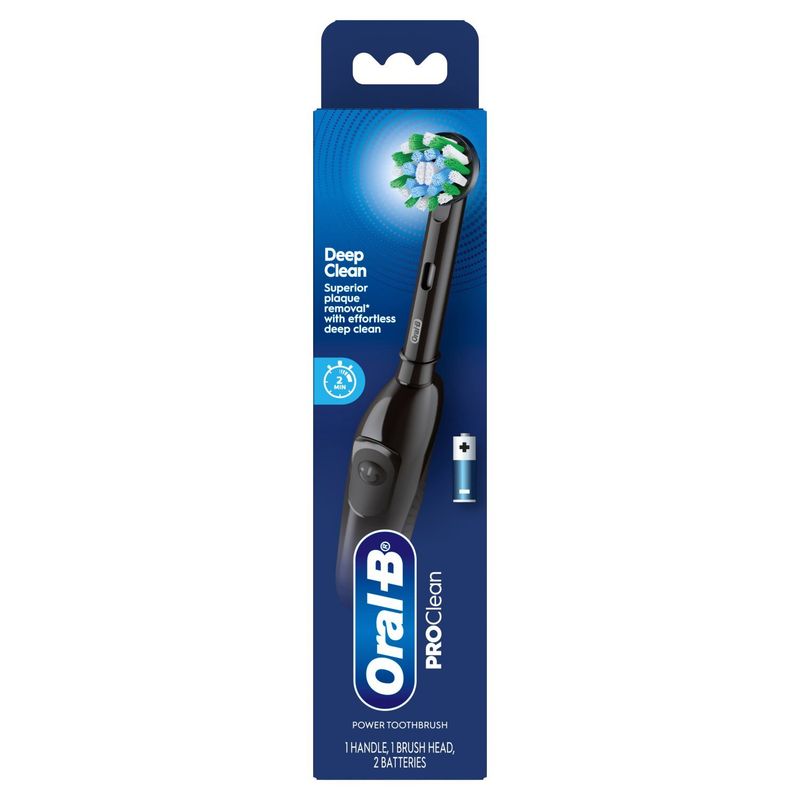 Oral B Pro Clean Battery Toothbrush, Deep Clean - Black, with (1) Brush Head, Built-in Timer and ba