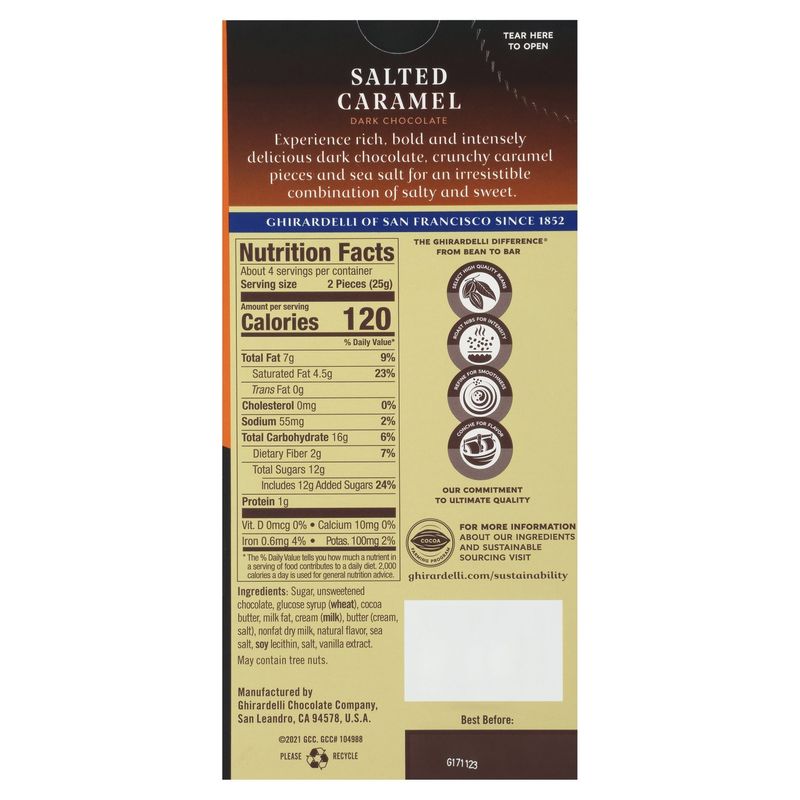 GHIRARDELLI Salted Caramel Intense Dark Bar, 3.5 Oz Bar