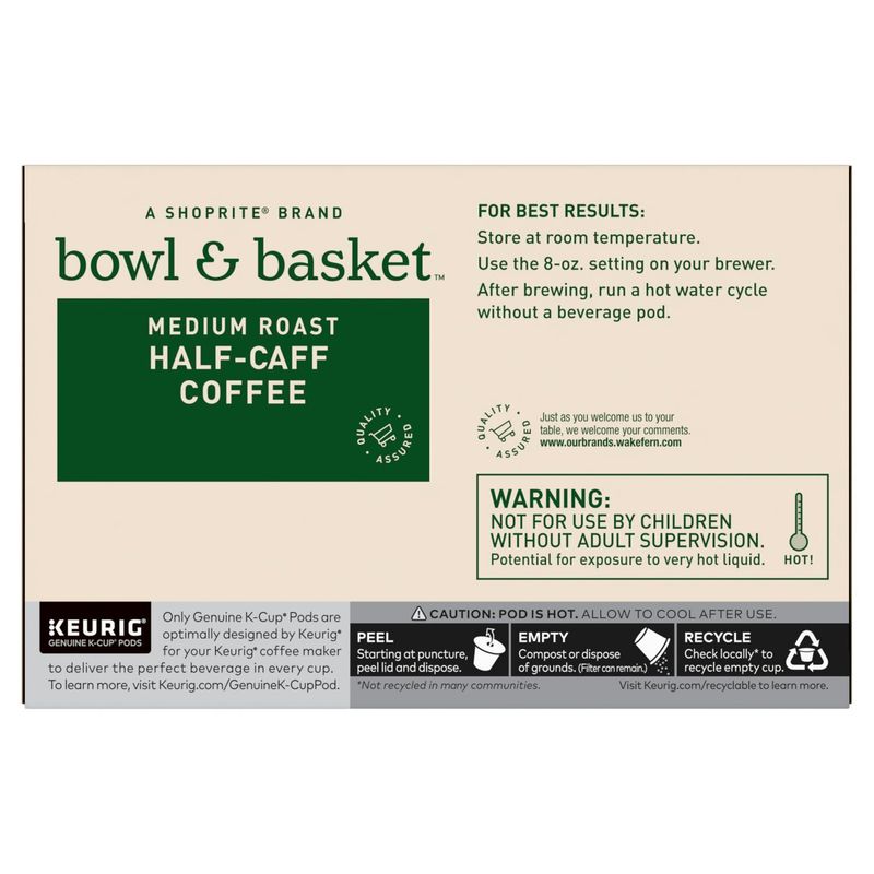 Bowl &amp; Basket Medium Roast Half-Caff Coffee K-Cup Pods, 0.31 oz, 12 count