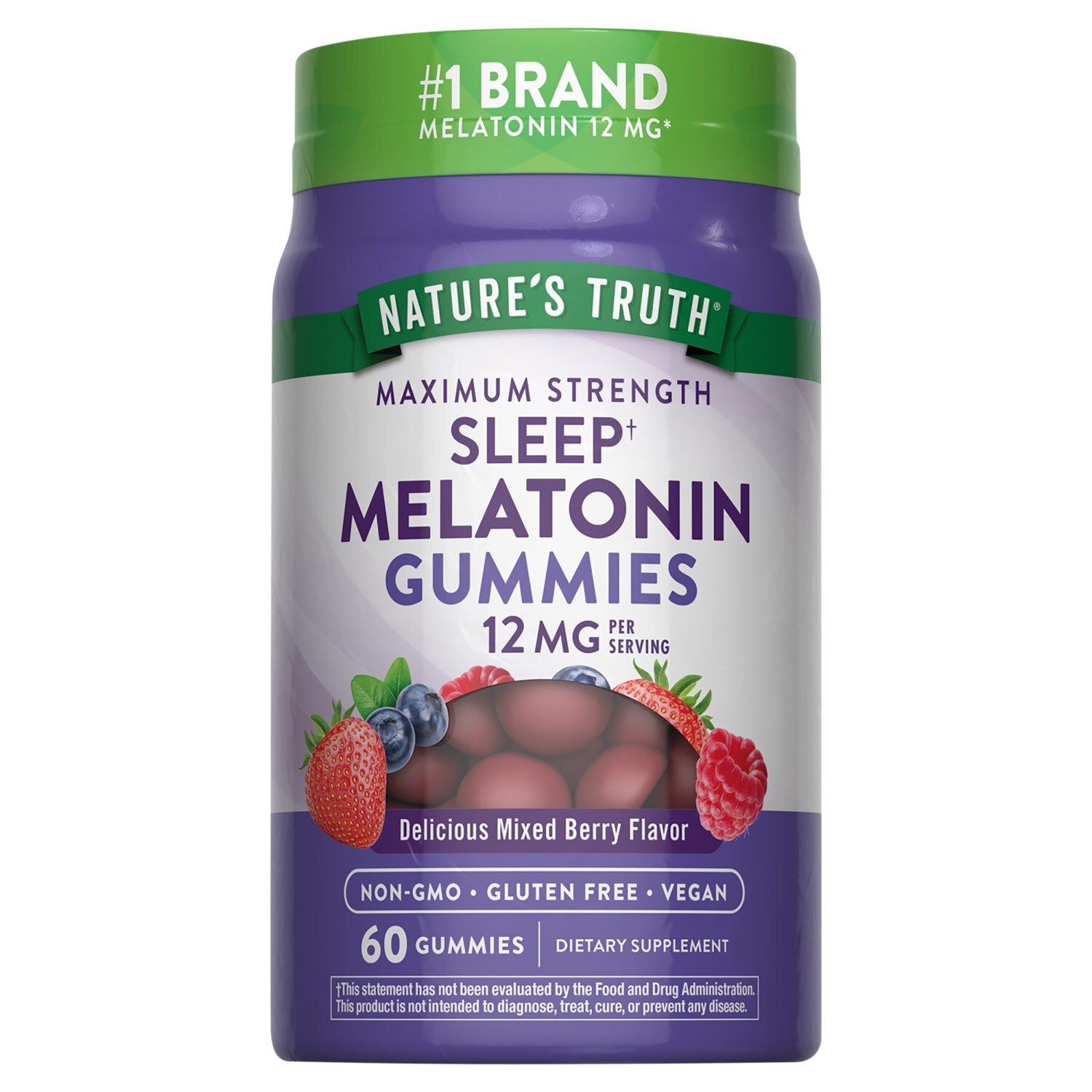 Nature's Truth Melatonin Delicious Mixed Berry Flavor Dietary Supplement, 60 count