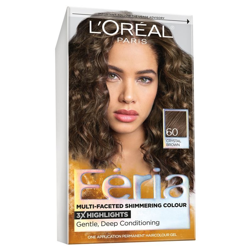 L'Oréal Paris Féria 60 Crystal Brown Permanent Haircolour Gel, one application