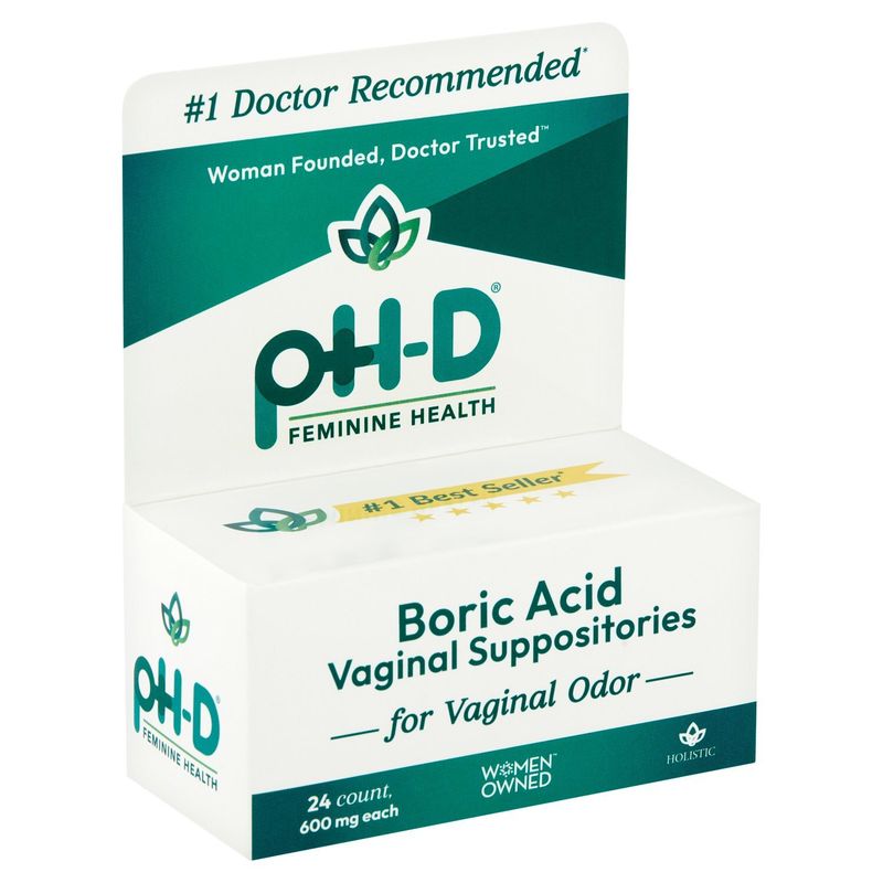pH-D Boric Acid Vaginal Suppositories, 24 count