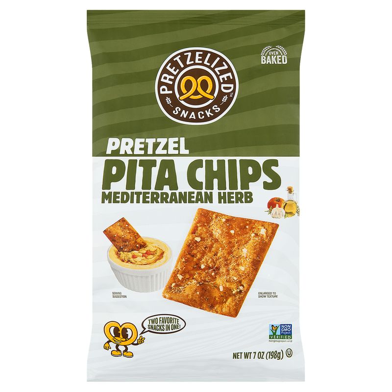 Pretzelized Snacks Pretzel Mediterranean Herb Pita Chips, 7 oz