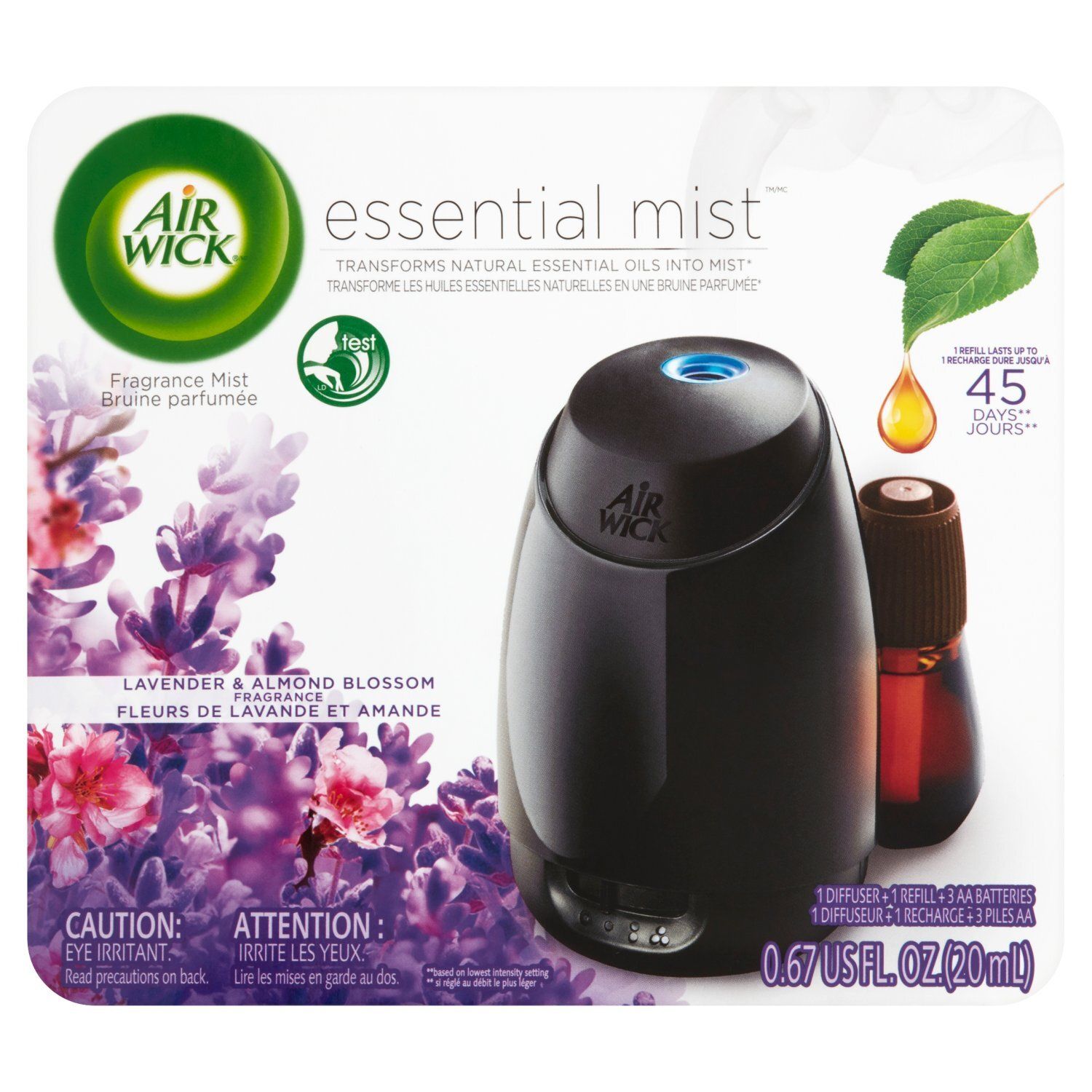 Air Wick Essential Mist Lavender &amp; Almond Blossom Fragrance Mist Diffuser, 0.67 fl oz