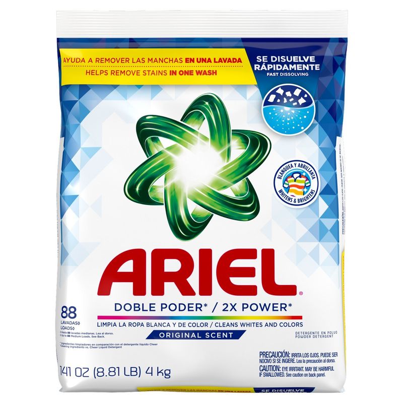 Ariel Powder Laundry Detergent, Original Scent, 4.0 kg, 88 Loads