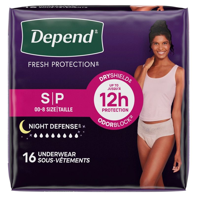 Depend Night Defense Fresh Protection Underwear, Size S, 16 count