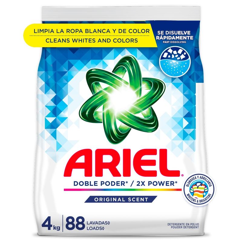Ariel Powder Laundry Detergent, Original Scent, 4.0 kg, 88 Loads