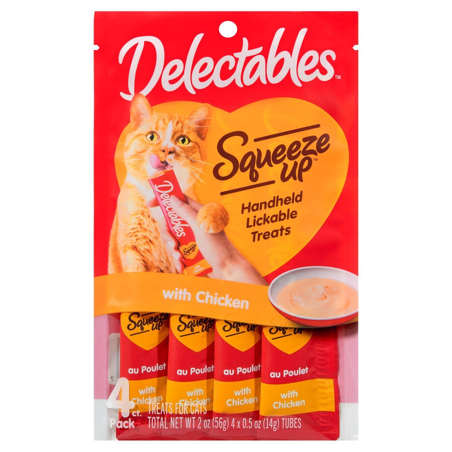 Delectables Squeeze Up Handheld Lickable with Chicken Treats for Cats, 0.5 oz, 4 count