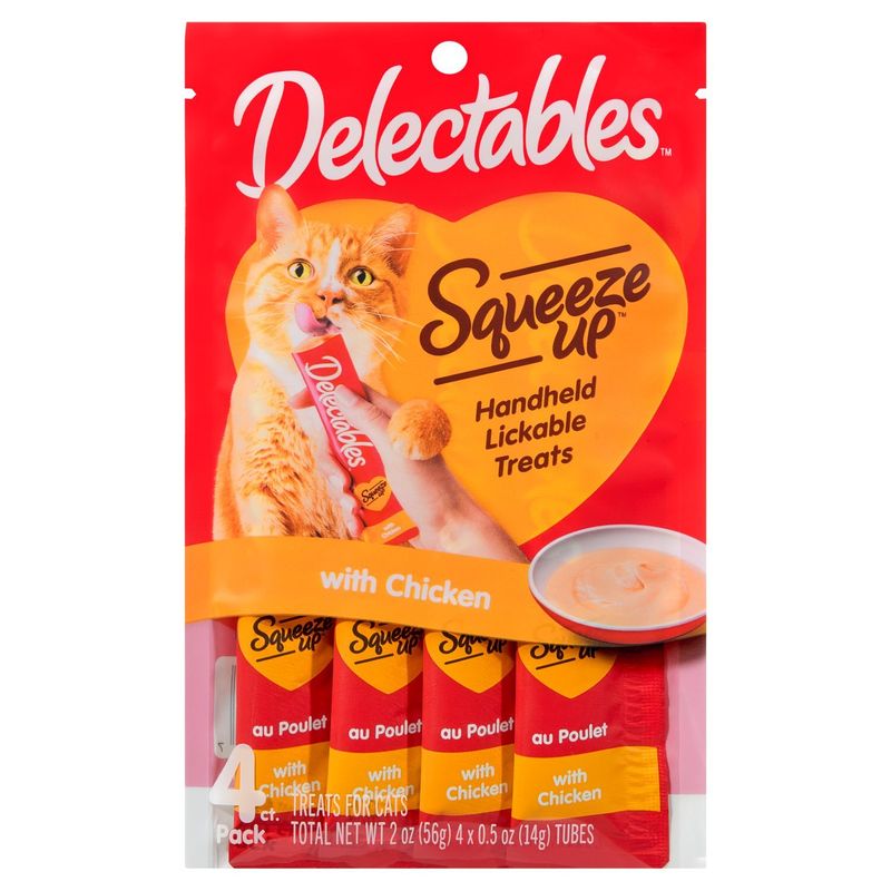 Delectables Squeeze Up Handheld Lickable with Chicken Treats for Cats, 0.5 oz, 4 count
