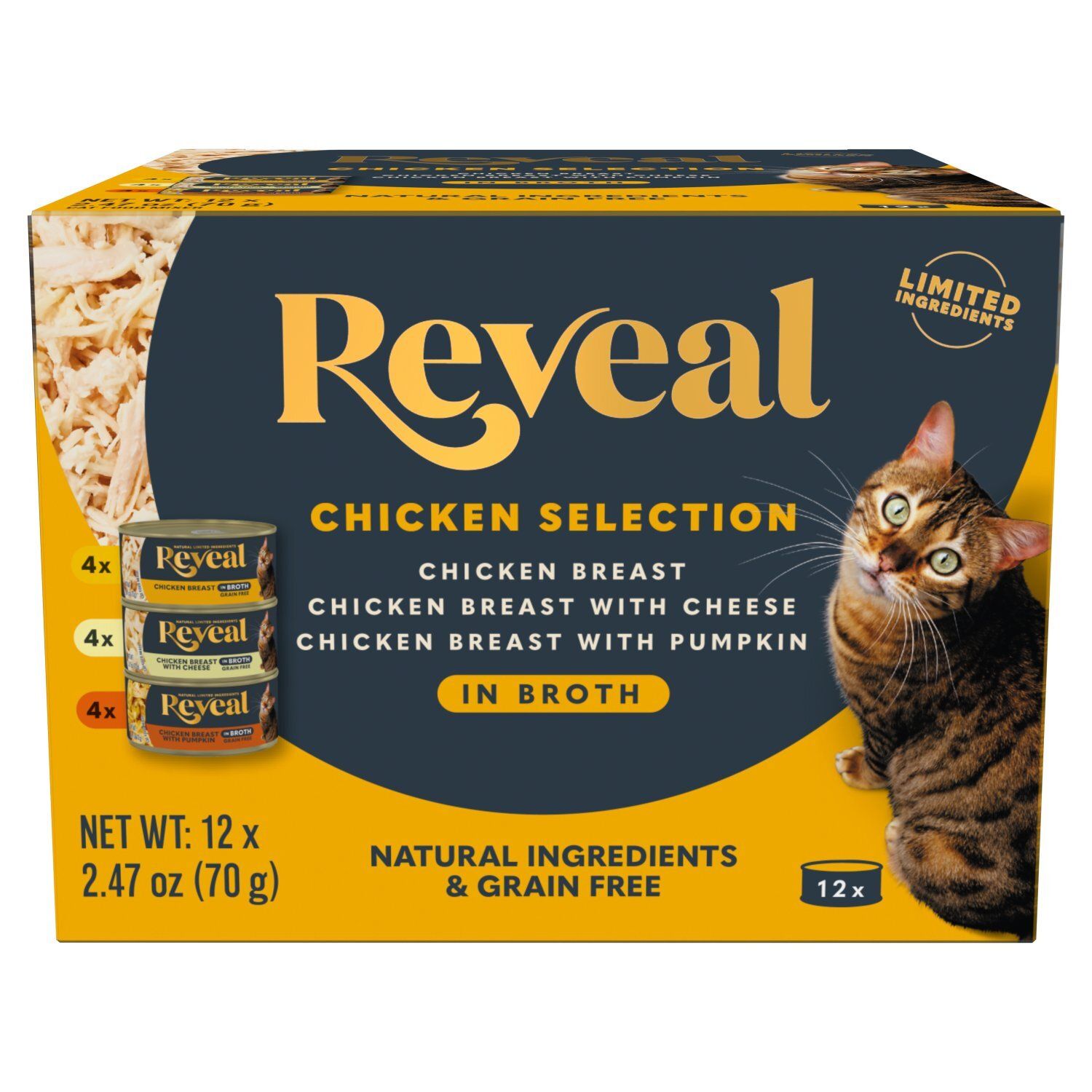 Reveal Natural Ingredients &amp; Grain Free Cat Food Mixer in Broth, 2.47 oz, 12 count