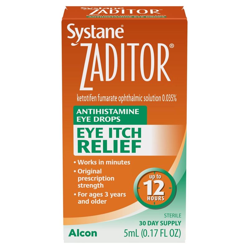 Alcon Systane Zaditor Eye Itch Relief Antihistamine Eye Drops, 0.17 fl oz