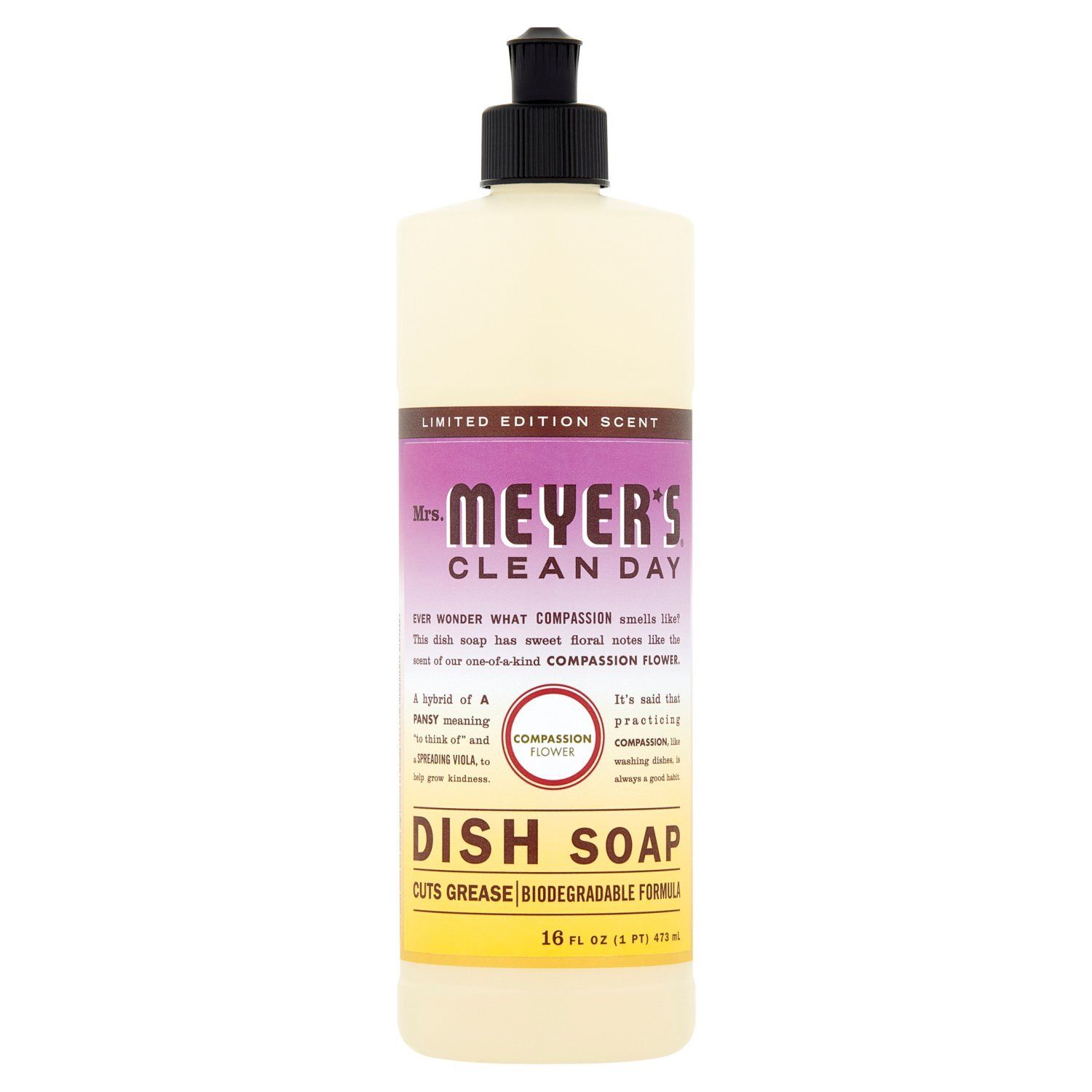 Mrs. Meyer's Clean Day Compassion Flower Dish Soap, 16 fl oz