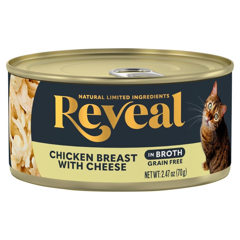 Reveal Grain Free Chicken Breast with Cheese in Broth Cat Food Mixer, 2.47 oz