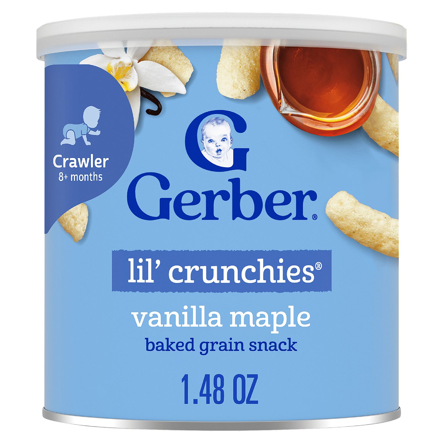 Gerber Lil' Crunchies Vanilla Maple Baked Grain Snack Baby Food, Crawler 8+ months, 1.48 oz