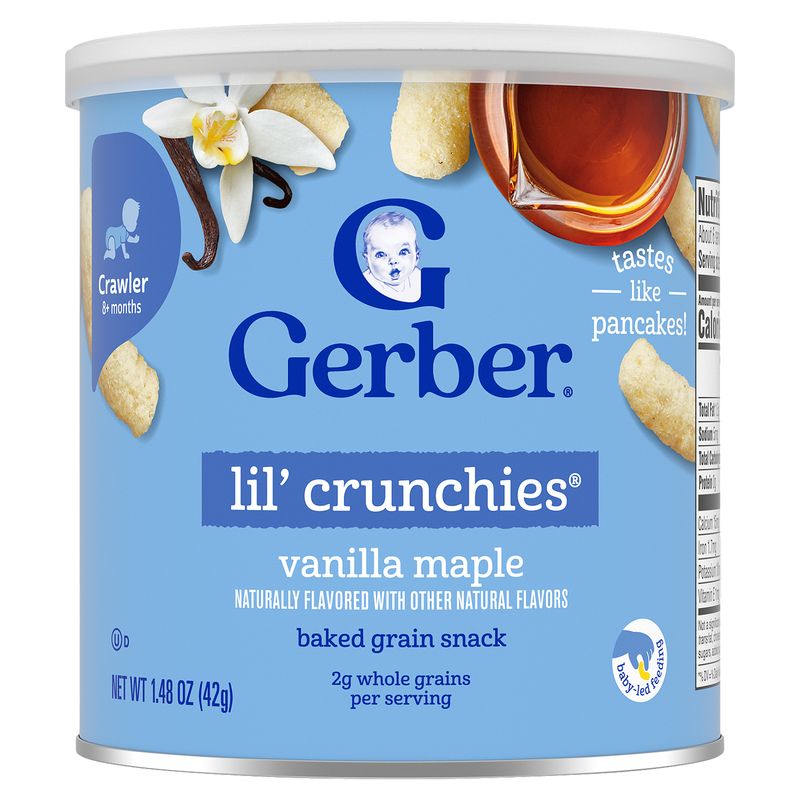 Gerber Lil' Crunchies Vanilla Maple Baked Grain Snack Baby Food, Crawler 8+ months, 1.48 oz
