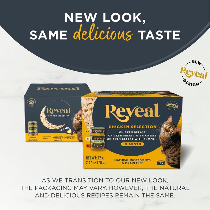 Reveal Natural Ingredients &amp; Grain Free Cat Food Mixer in Broth, 2.47 oz, 12 count