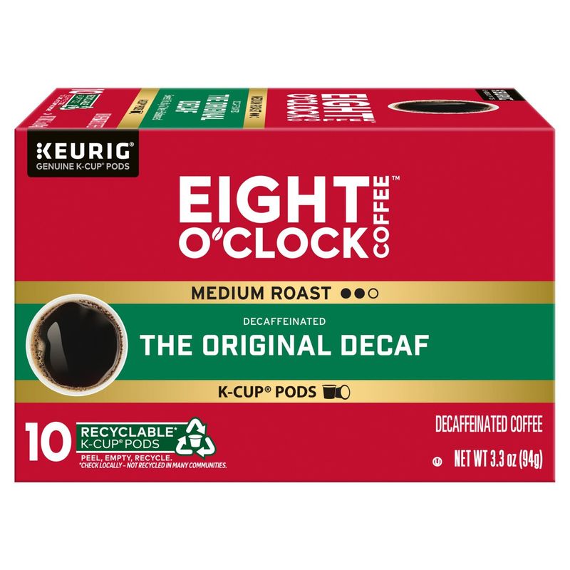 Eight O'Clock Coffee The Original Decaf Medium Roast Coffee K-Cup Pods, 10 count, 3.3 oz