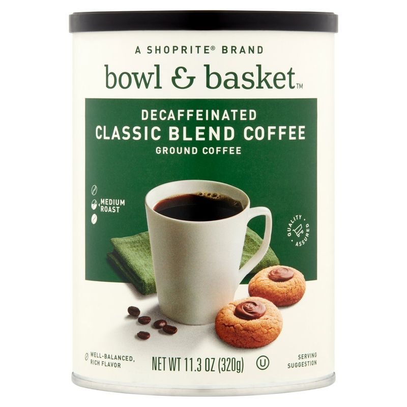 Bowl &amp; Basket Medium Roast Decaffeinated Classic Blend Ground Coffee, 11.3 oz