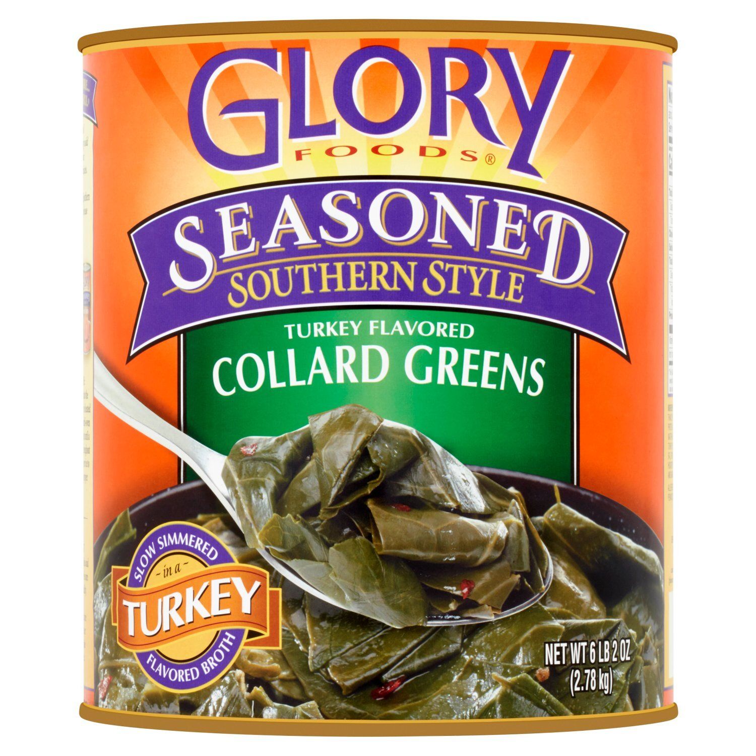 Glory Foods Seasoned Southern Style Turkey Flavored Collard Greens, 6 lb 2 oz