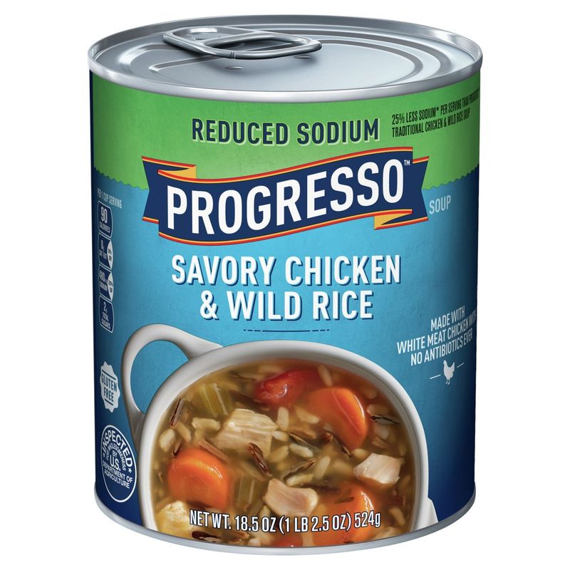 Progresso Reduced Sodium Savory Chicken &amp; Wild Rice Soup, 18.5 oz