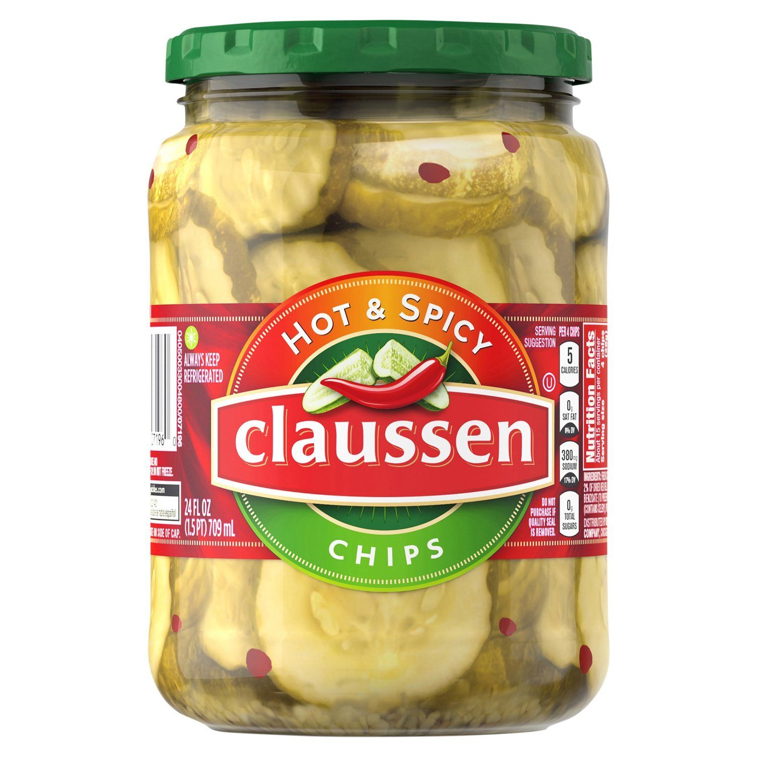 Claussen Hot &amp; Spicy Chips, 24 fl oz