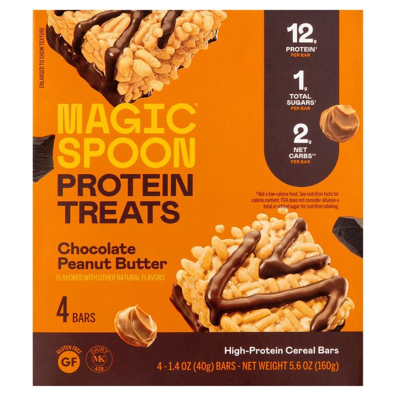 Magic Spoon Protein Treats Chocolate Peanut Butter High-Protein Cereal Bars, 1.4 oz, 4 count