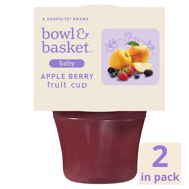 Bowl &amp; Basket Apple Berry Fruit Cup Baby Food, 6+ Months, 4 oz, 2 count