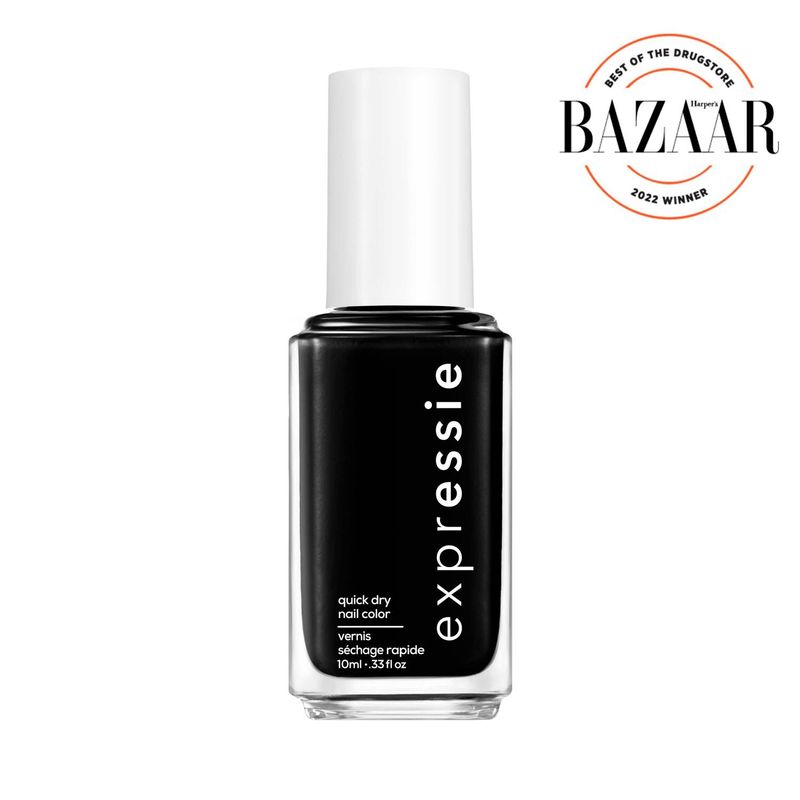 Essie Expressie Quick Dry, 8-Free Vegan, True Black, Now or Never Nail Polish, 0.33 fl oz