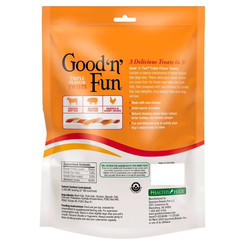 Good 'n' Fun Triple Flavor Twists Snack for All Dogs, 22 count, 5.4 oz