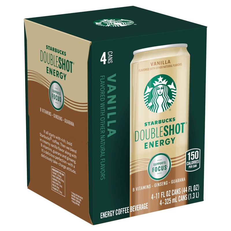 Starbucks Doubleshot Energy Vanilla Energy Coffee Beverage, 11 fl oz, 4 count