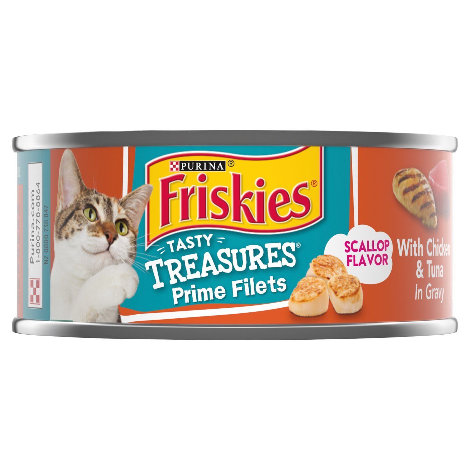 Purina Friskies Tasty Treasures Scallop Flavor with Chicken &amp; Tuna in Gravy Cat Food, 5.5 oz