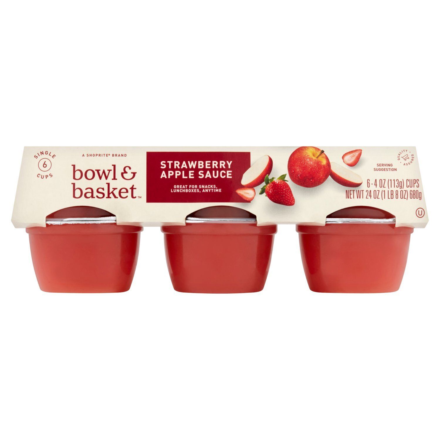 Bowl &amp; Basket Strawberry Apple Sauce, 4 oz, 6 count
