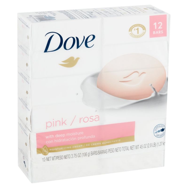 Dove Pink Moisturizing Cream Bars, 3.75 oz, 12 count