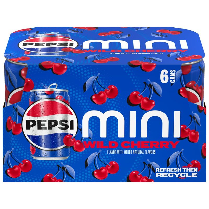 Pepsi Soda Wild Cherry 7.5 Fl Oz, 6 Count
