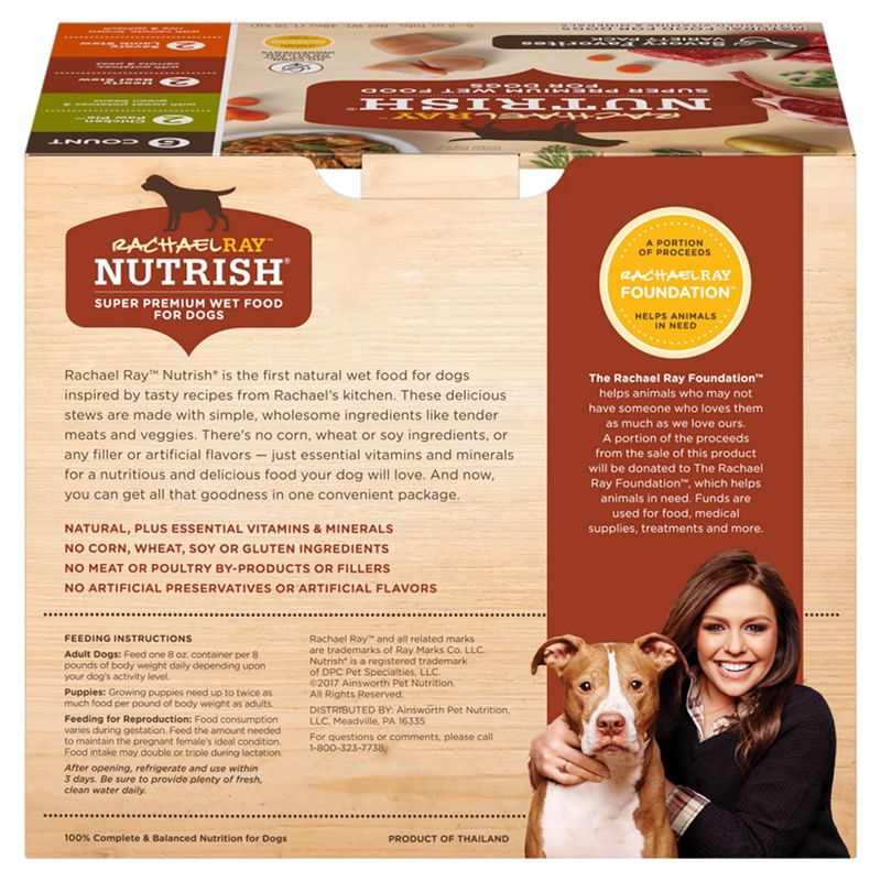 Rachael Ray Nutrish Savory Favorites Super Premium Wet Food for Dogs Variety Pack, 8 oz, 6 count