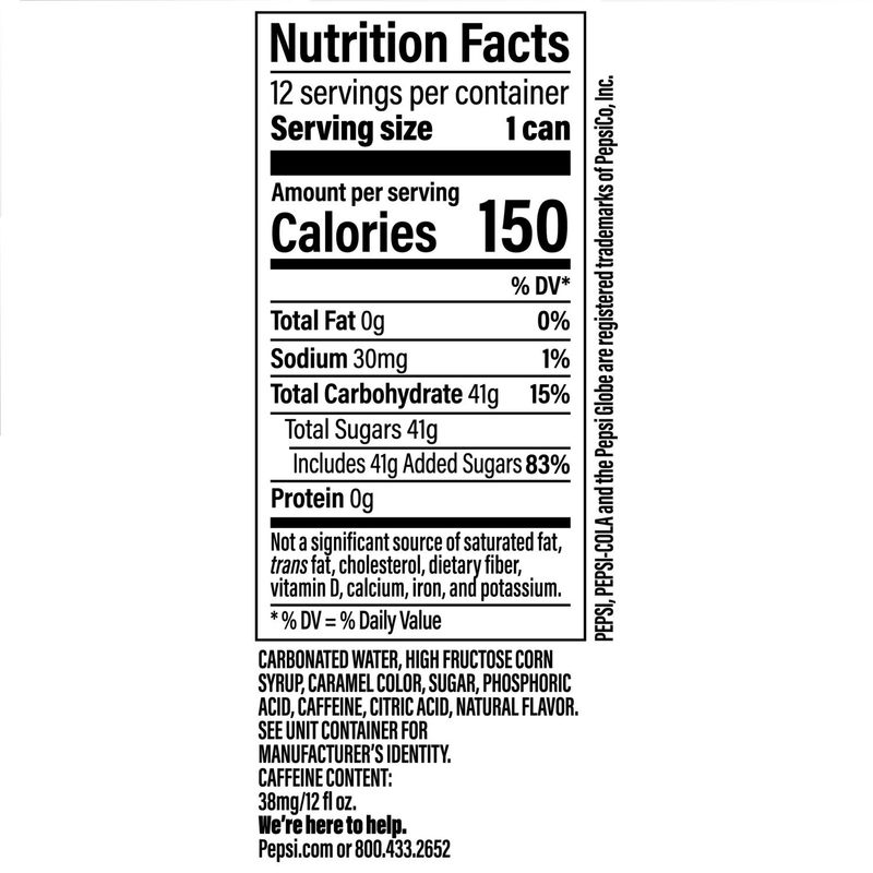 Pepsi Soda Cola 12 Fl Oz X 12 Count