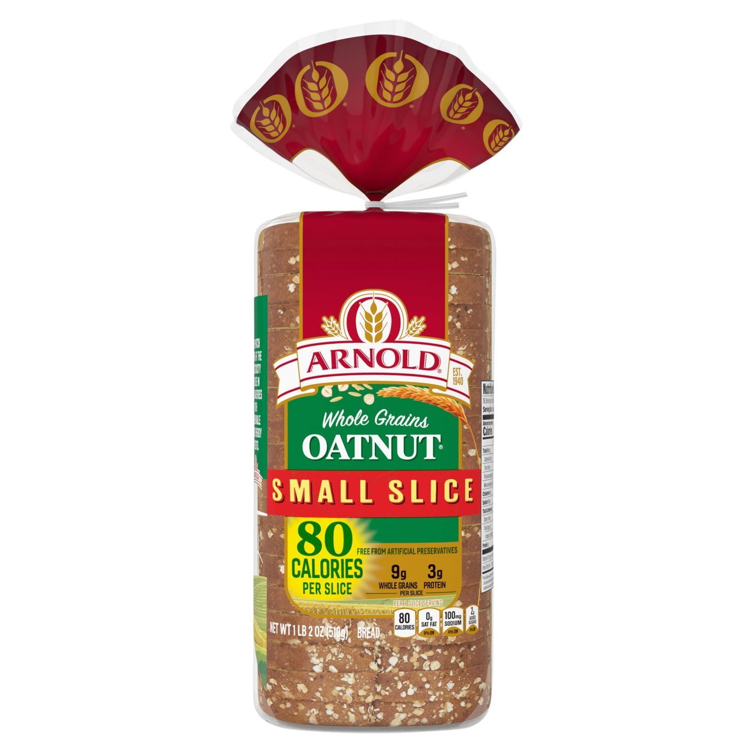 Arnold Small Slice Oatnut Whole Grains Bread, 1 lb 2 oz
