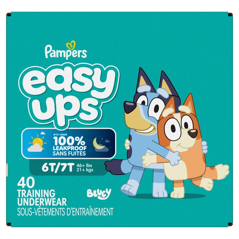 Pampers Easy Ups Girls &amp; Boys Potty Training Pants, Size 5  (3T4T), 128 Count, Bluey Absorbent Trai