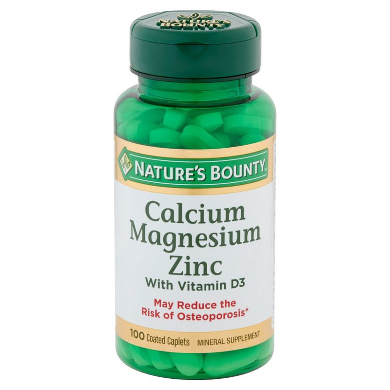Nature's Bounty Calcium Magnesium Zinc Coated Caplets, 100 count