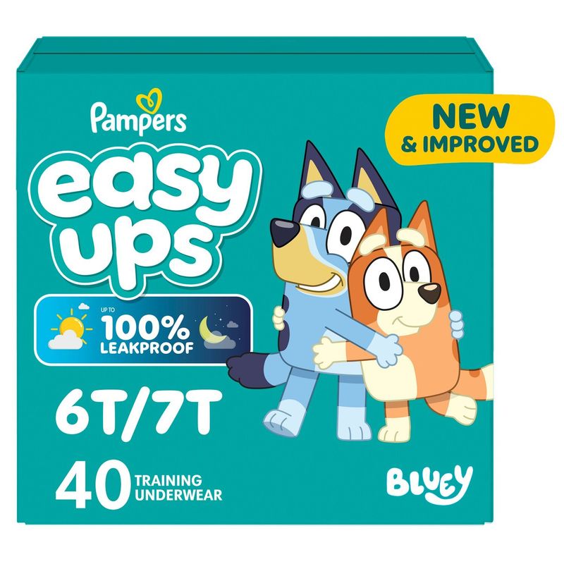 Pampers Easy Ups Girls &amp; Boys Potty Training Pants, Size 5  (3T4T), 128 Count, Bluey Absorbent Trai