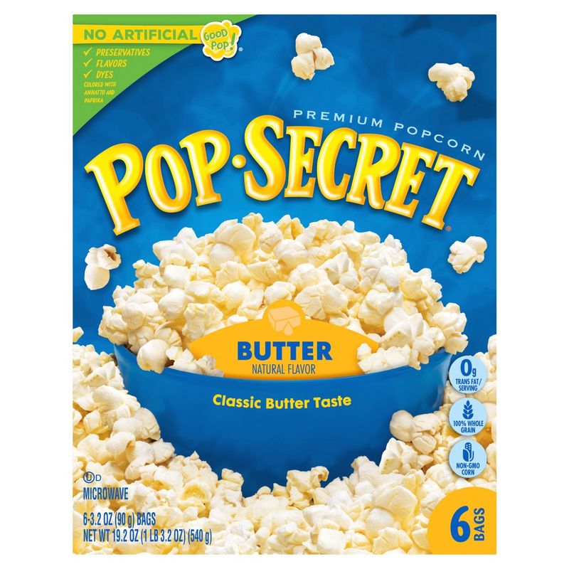 Pop Secret Butter Premium Popcorn, 3.2 oz, 6 count